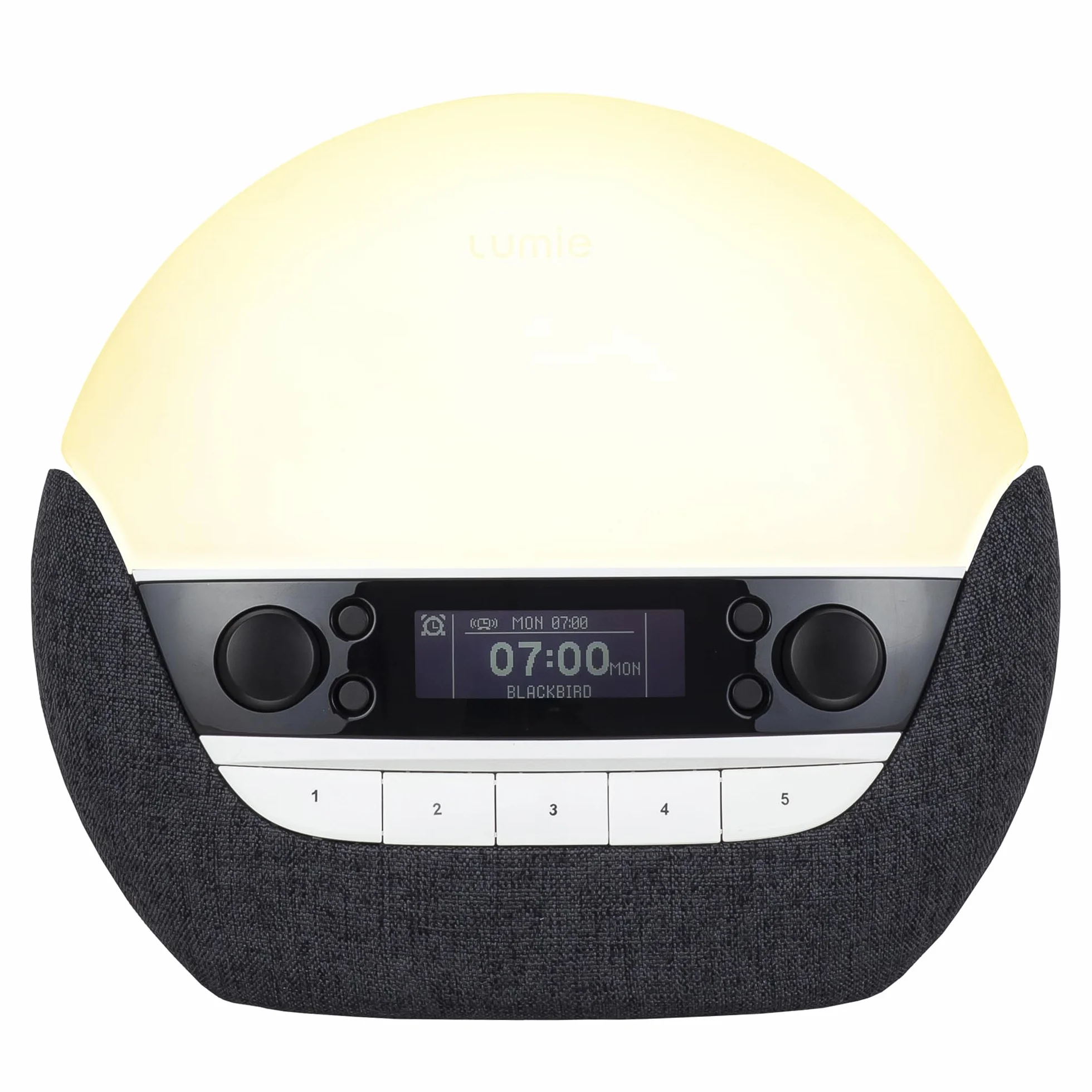 Lumie Bodyclock Luxe 750DAB - budzik świetlny, radio DAB, głośnik Bluetooth i niewielkie niebieskie światło na czas snu