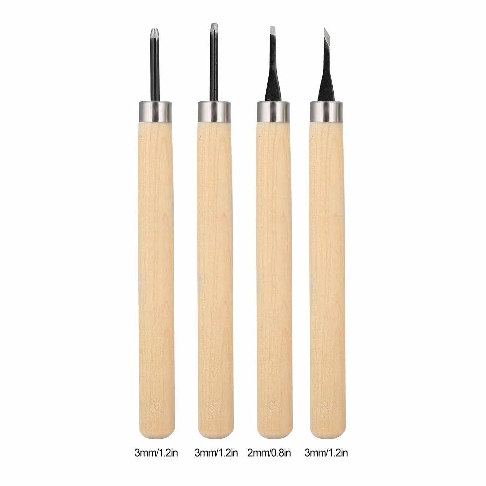 Holz Messer, Tools Set, 4?PCS professionelle Messer Manuelle Spitzer Gummi Stempel Messer Carving Tools Set