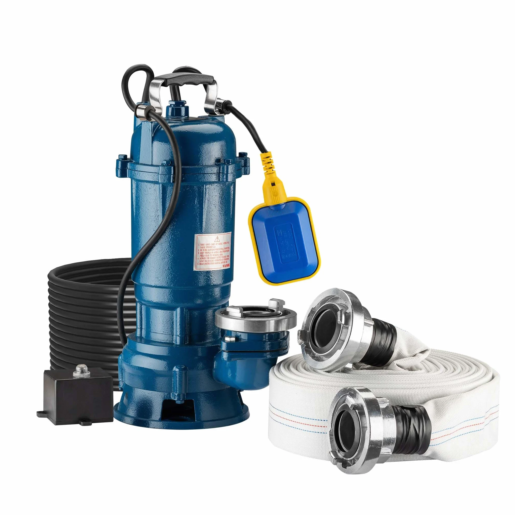Wiltec Pompa do brudnej wody 1500W 36000l/h z czujnikiem maks. wysokość podnoszenia 10m i 20m wężem
