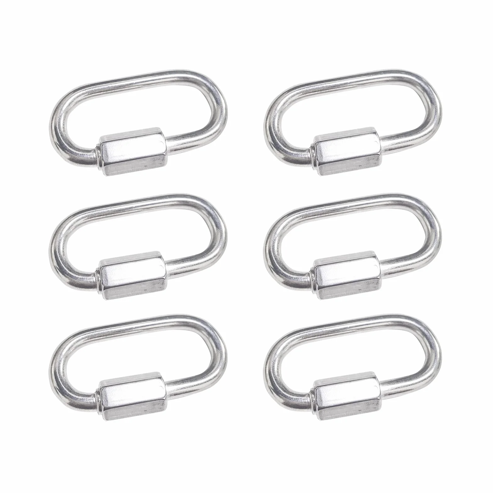 6 sztuk karabińczyków śrubowych M4/0,16", 304 stal szlachetna Heavy Duty kształt D Quick Link z zamknięciem śrubowym, klipsy blokujące, haki do wspinaczki na kemping