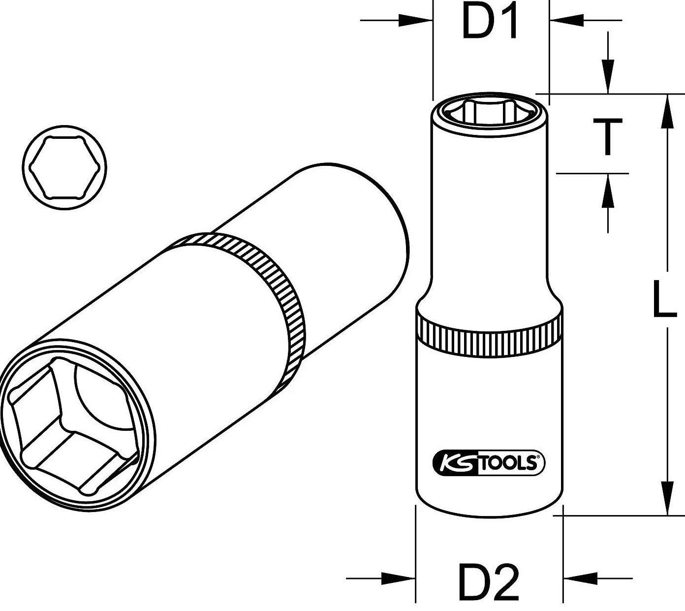 KS Tools 917.4808 Nasadka szesciokatna, dluga,24mm, 3/8"