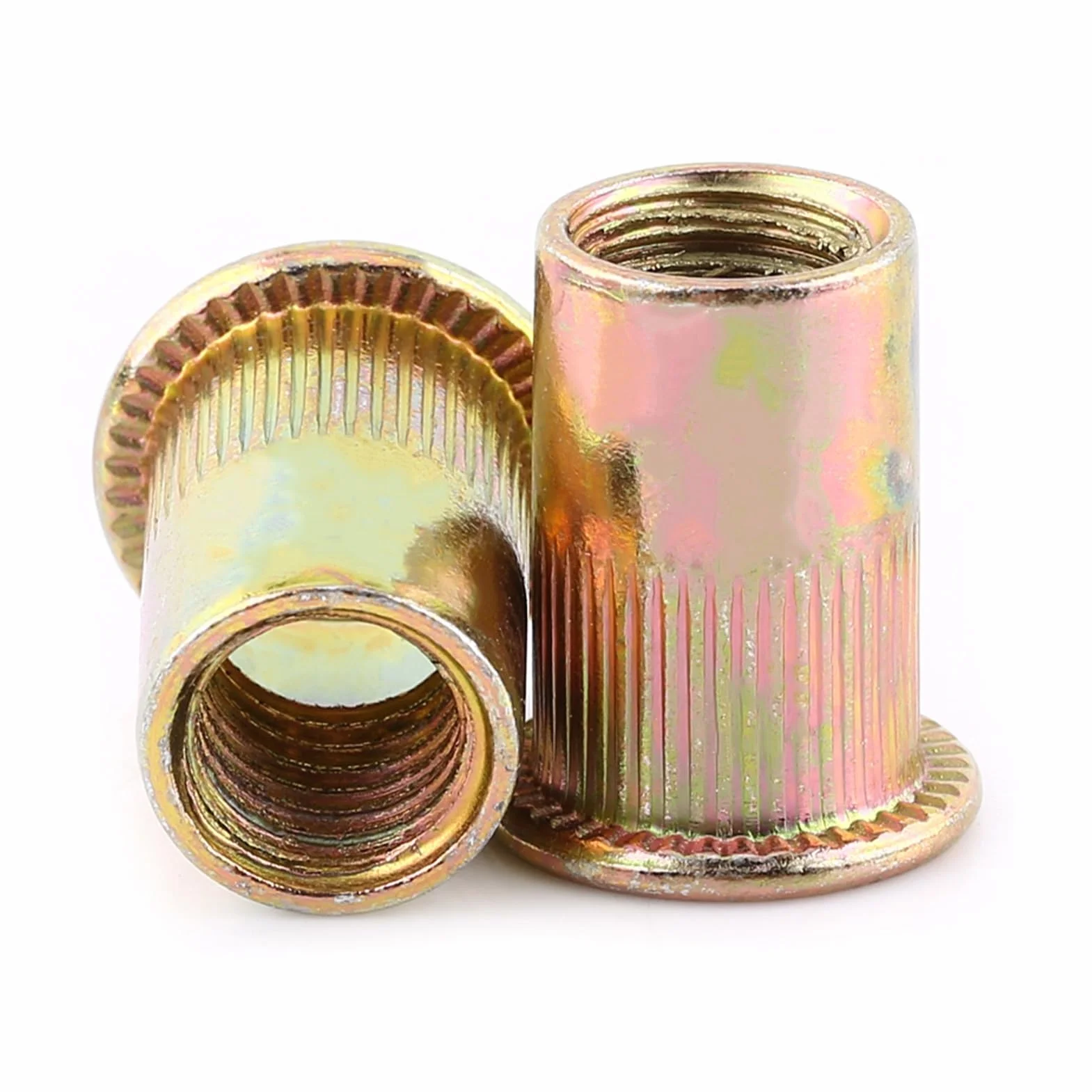 100/20 Stücke M3-M12 Kohlenstoffstahl Flache Gewinde Nietmutter Flansch Rivnut Nutsert Verschluss(M6/100pcs)