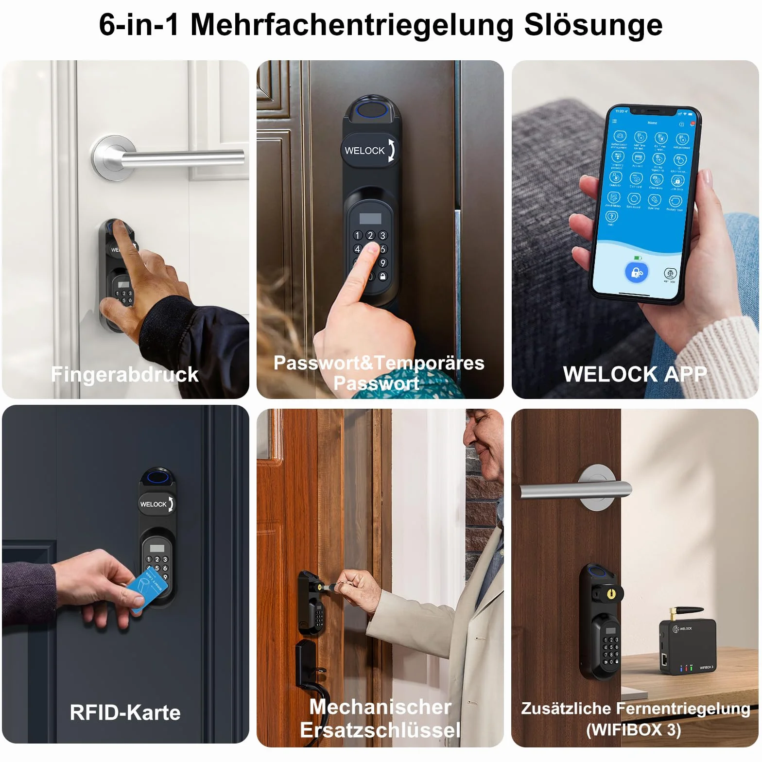 WELOCK U81 Inteligentny zamek do drzwi Ultra z odciskiem palca, hasłem, Wi-Fi, aplikacją i kartą RFID, część zamienne, klucz mechaniczny, elektroniczny zamek do drzwi wejściowych, regulowany dla 50