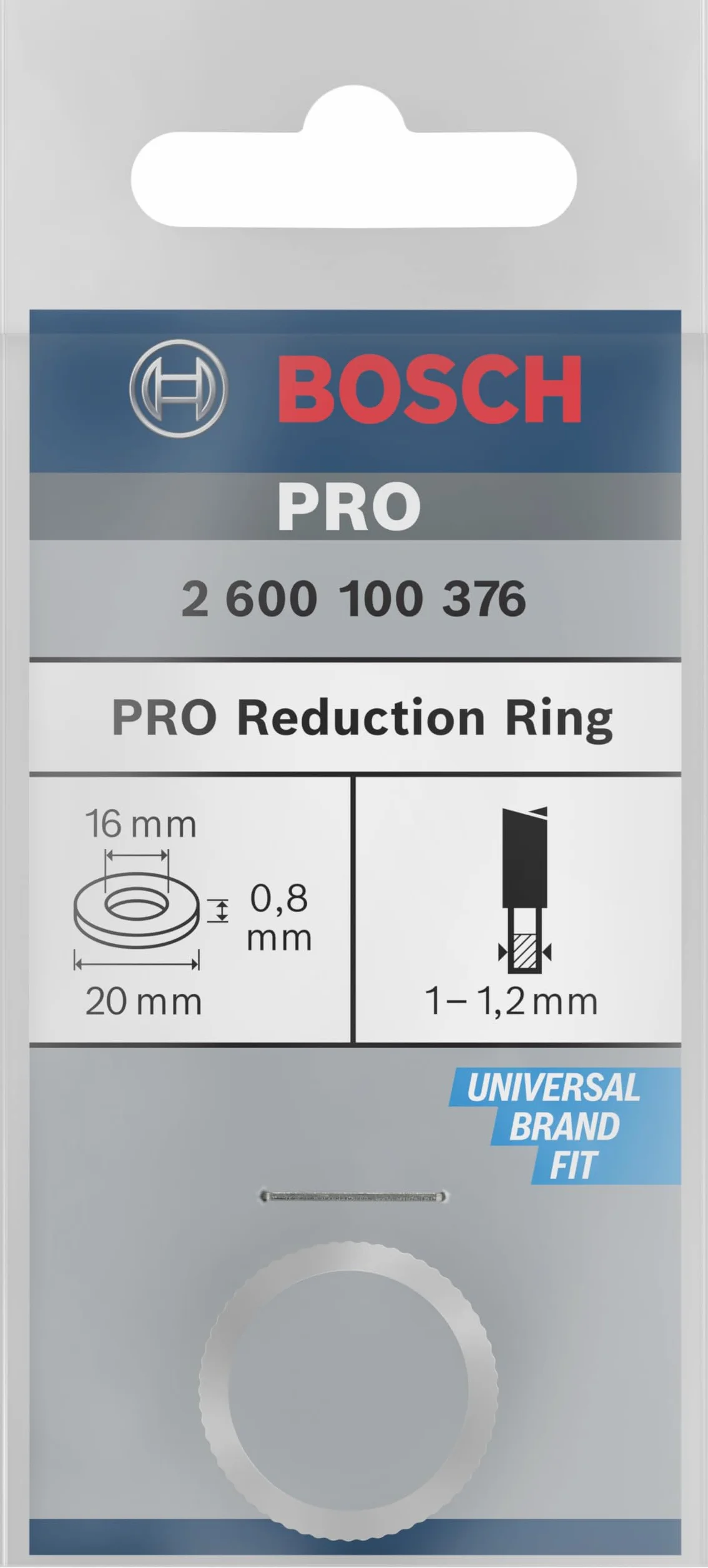 Bosch Professional Pierścień redukcyjny do tarcz do pił tarczowych (Redukcja z 20 do 16 mm, grubość 0,8 mm, osprzęt do pił tarczowych)