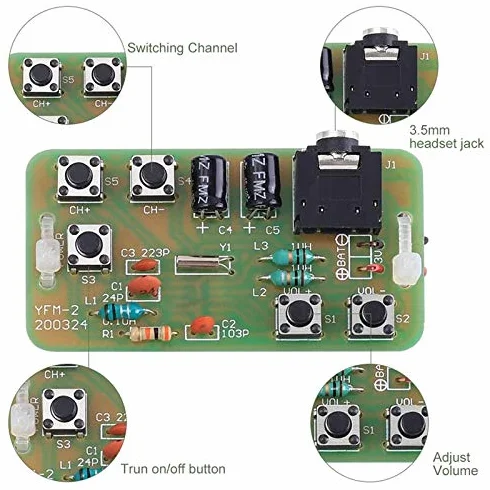 76 MHz-108 MHz stereo moduł odbiornika radia FM DIY elektroniczny zestaw lutowniczy płytka lutownicza projekt praktyki