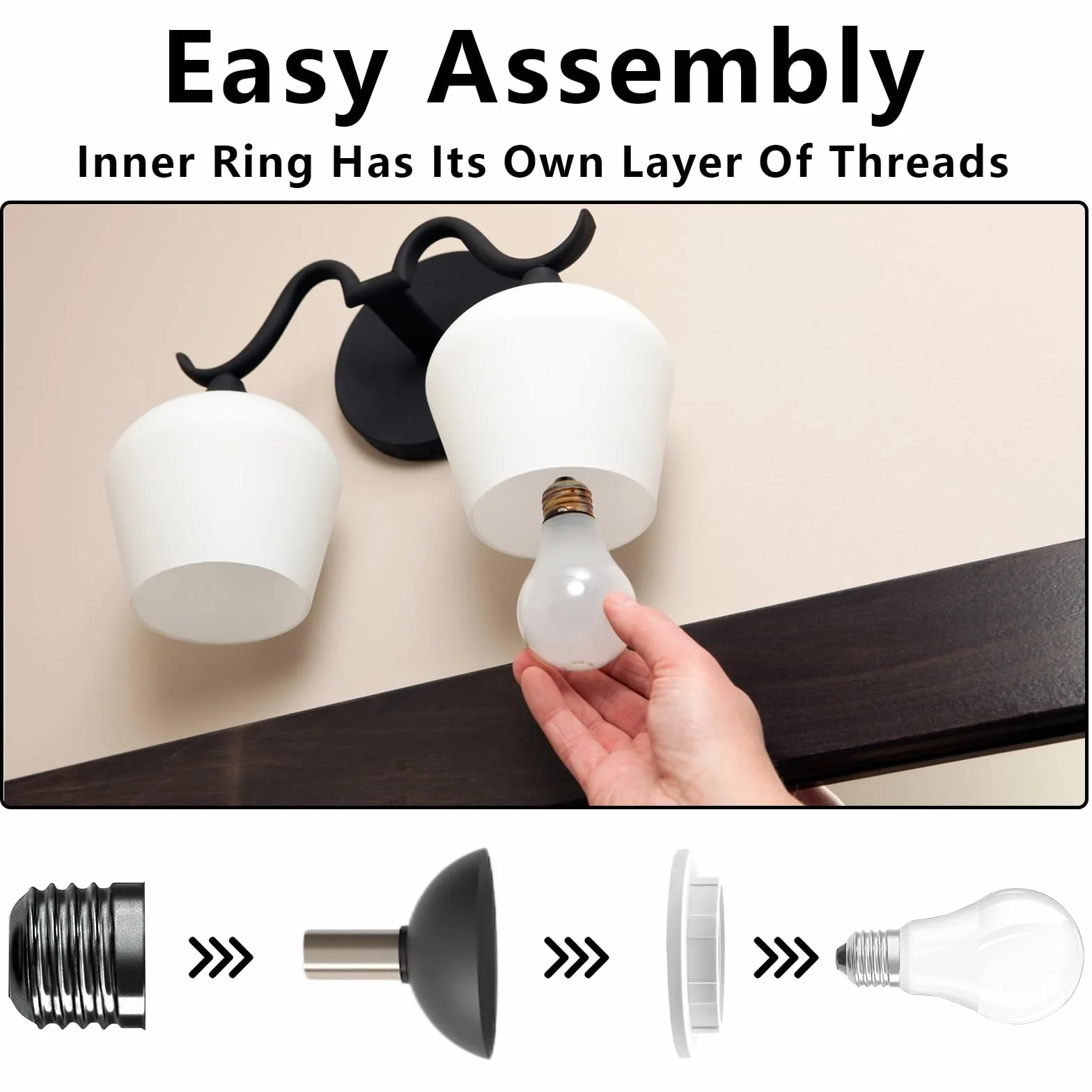 Pierścień redukujący klosz E14 / pierścień śrubowy klosza 29 mm + 6 sztuk pierścieni redukcyjnych E14 do E27 do lamp stołowych, lamp sufitowych (12 sztuk)