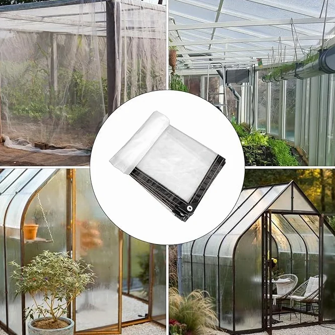 Plandeka z oczkami, 1,5 x 2 m, wodoszczelna, odporna na warunki atmosferyczne, wytrzymała, składana, uniwersalna plandeka na meble ogrodowe, rośliny, do szklarni