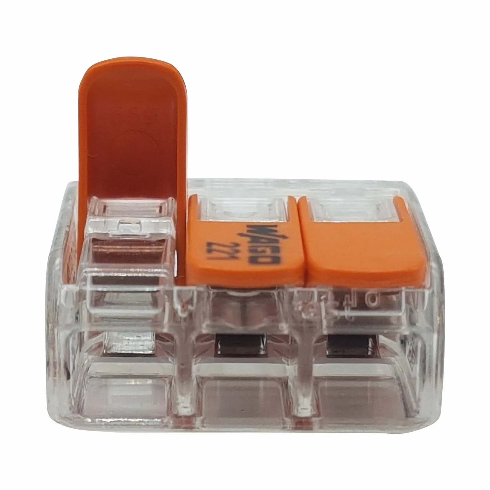 10 sztuk Wago 221-413 Listwy zaciskowe, 3-przewodowe z dźwignią obsługową 0,2-4 mm², małe wykonanie, przezroczyste