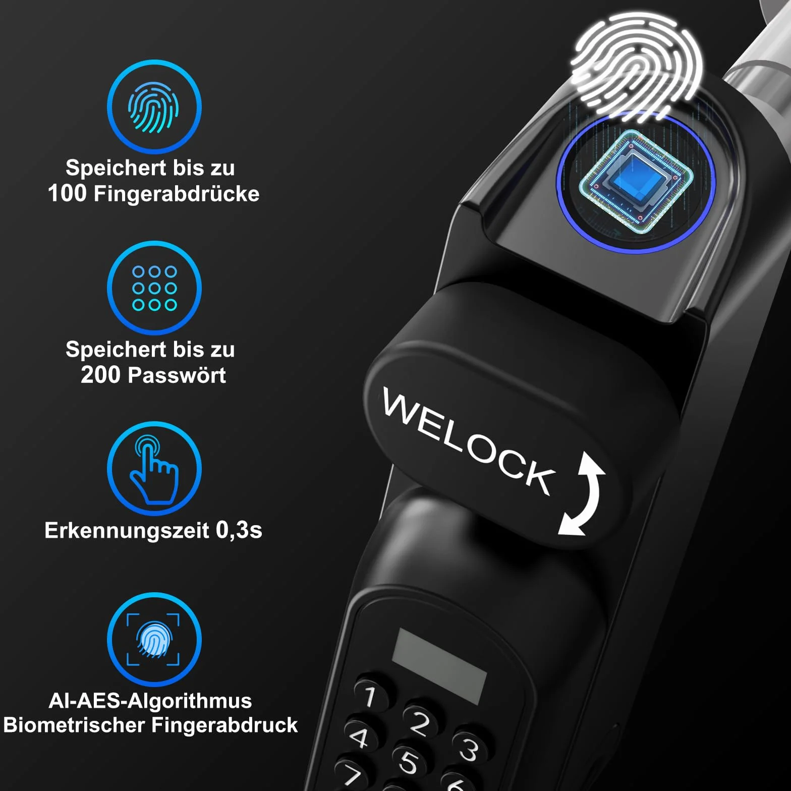 WELOCK U81 Inteligentny zamek do drzwi Ultra z odciskiem palca, hasłem, Wi-Fi, aplikacją i kartą RFID, część zamienne, klucz mechaniczny, elektroniczny zamek do drzwi wejściowych, regulowany dla 50