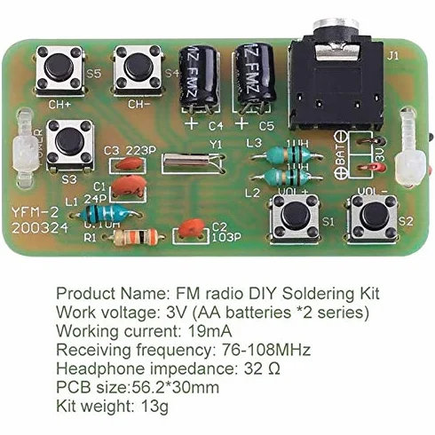 76 MHz-108 MHz stereo moduł odbiornika radia FM DIY elektroniczny zestaw lutowniczy płytka lutownicza projekt praktyki