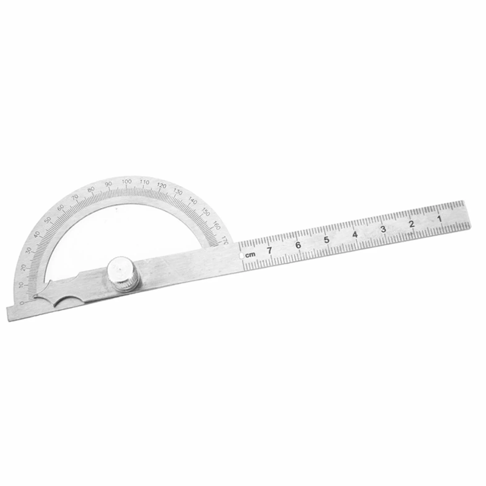 Kątomierz Goniometr Stal Nierdzewna 180 Stopni Regulowany z Linijką 15 cm Pomiarowy 80x120mm Narzędzie Precyzyjnego Mierzenia Kątów