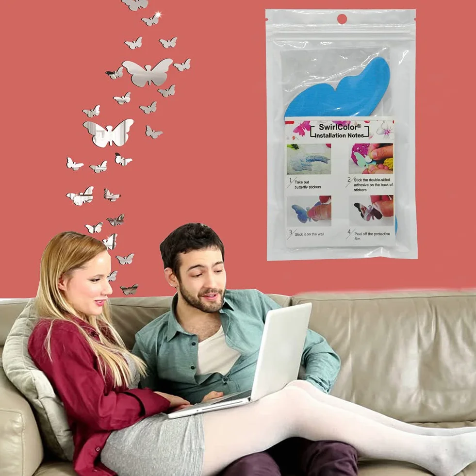 SwirlColor 36 x naklejka ścienna z motywem motyla, dekoracja Dom Gabinet wyjściowa(akryl)