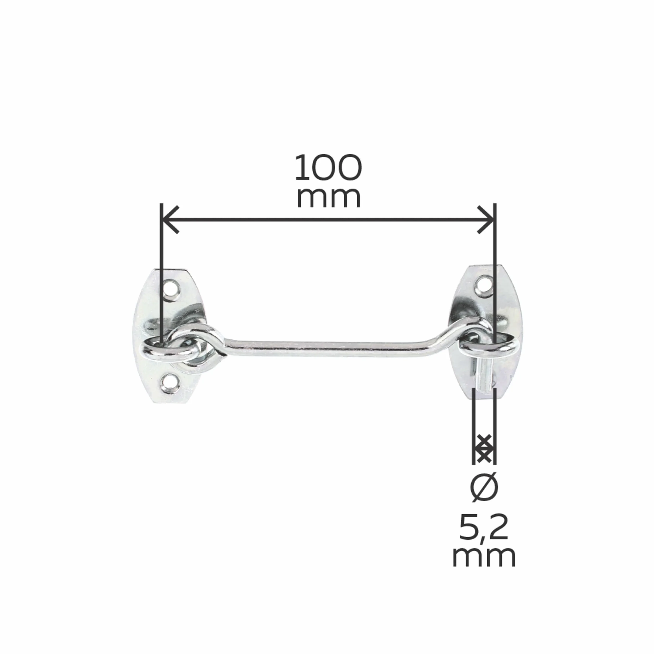 Alberts 903848 hak sztormowy, z płytami kątowymi lub oczkami na płytach, ocynkowany galwanicznie na żółto, długość 100 mm, hak Ø 5,2 mm
