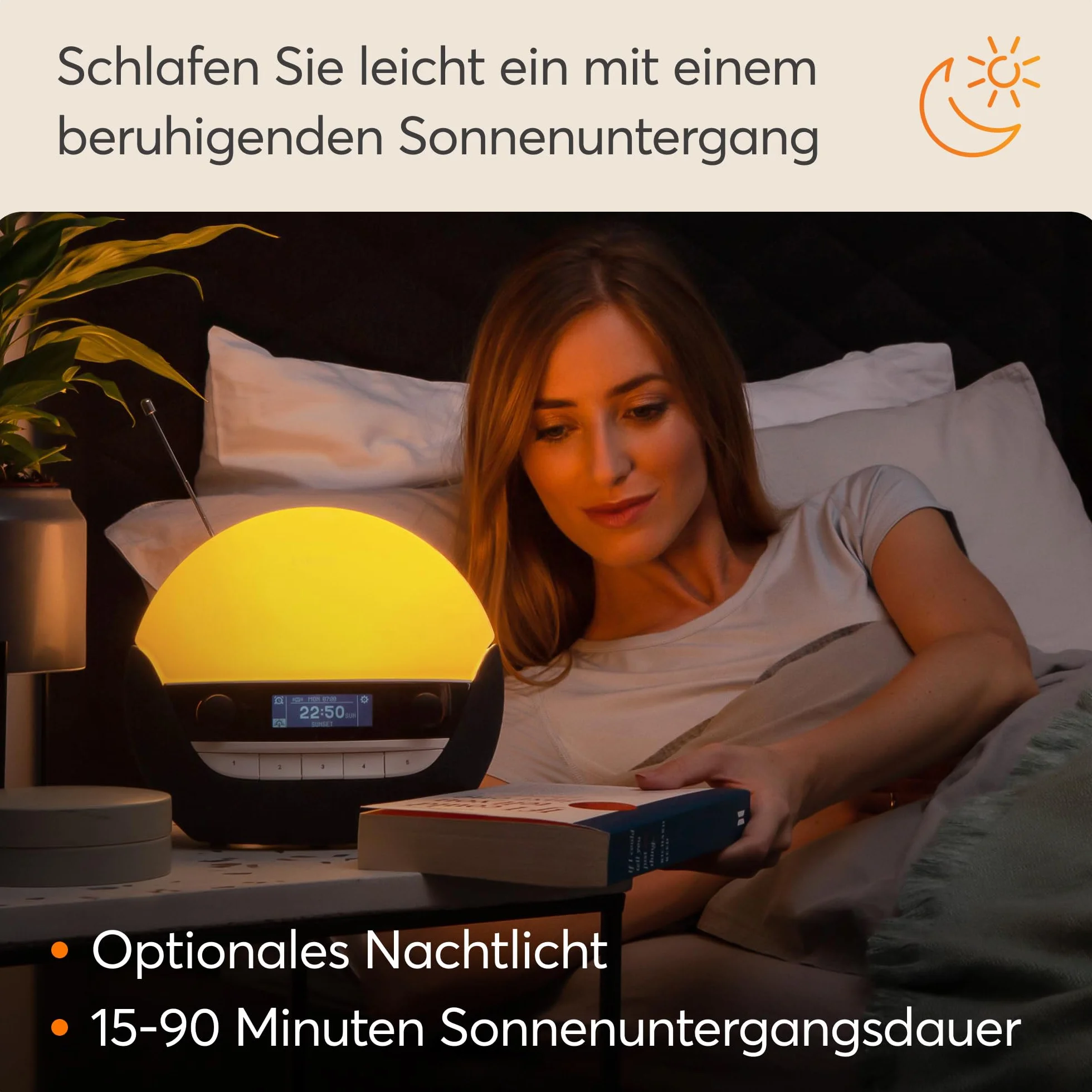 Lumie Bodyclock Luxe 750DAB - budzik świetlny, radio DAB, głośnik Bluetooth i niewielkie niebieskie światło na czas snu