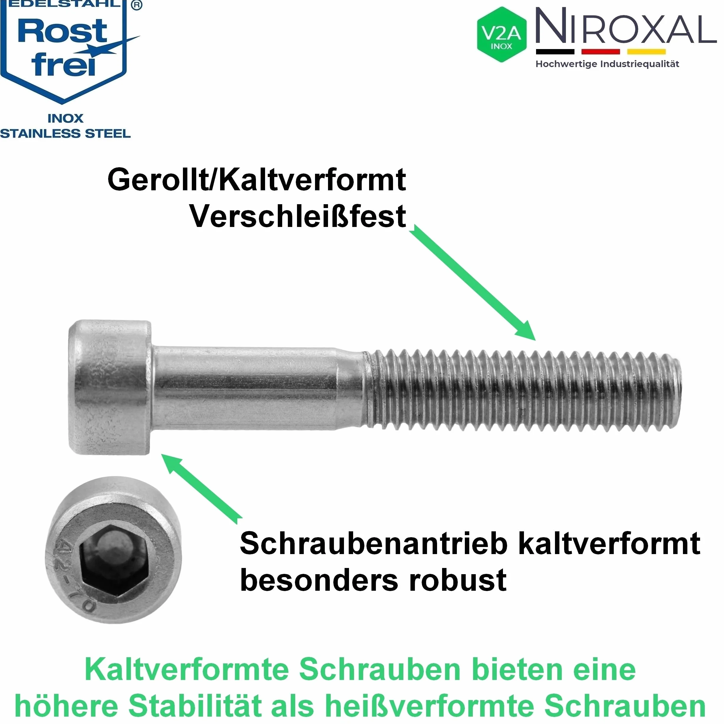 Śruba cylindryczna ze stali nierdzewnej V2A M4 x 60 mm 25 sztuk