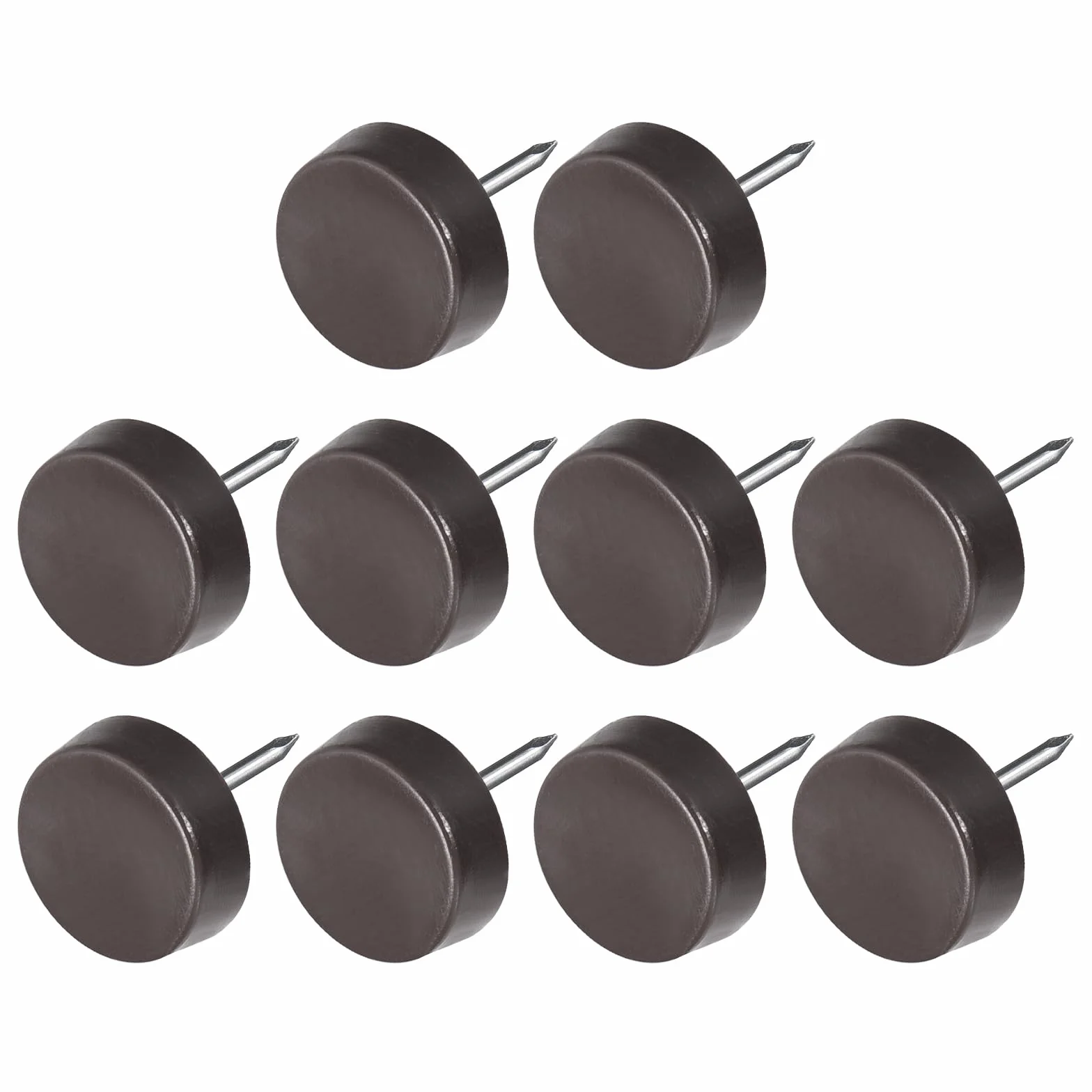 METALLIXITY Gwóźdź do mebli (14 mm/0,55 cala) 60 szt., plastikowe okrągłe ślizgacze na krzesło – do krzeseł, sofy, mebli, suwaków, ochraniacza, brązowy