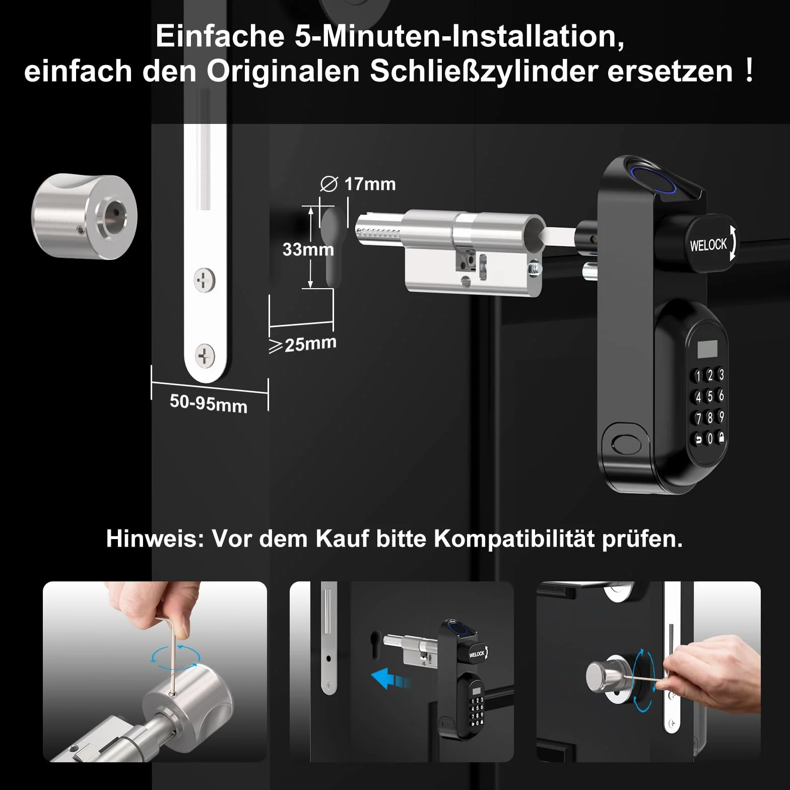 WELOCK U81 Inteligentny zamek do drzwi Ultra z odciskiem palca, hasłem, Wi-Fi, aplikacją i kartą RFID, część zamienne, klucz mechaniczny, elektroniczny zamek do drzwi wejściowych, regulowany dla 50