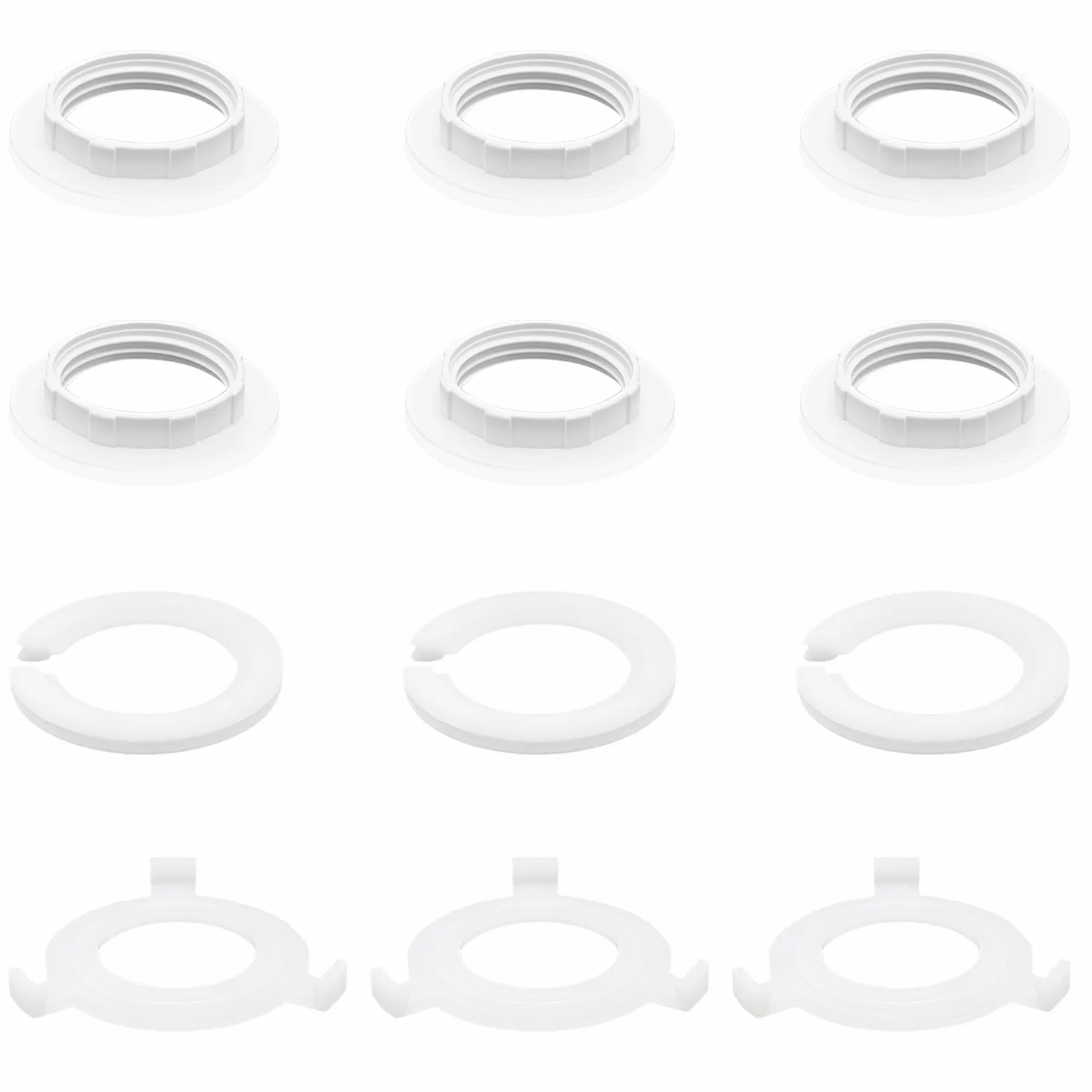 Pierścień redukujący klosz E14 / pierścień śrubowy klosza 29 mm + 6 sztuk pierścieni redukcyjnych E14 do E27 do lamp stołowych, lamp sufitowych (12 sztuk)