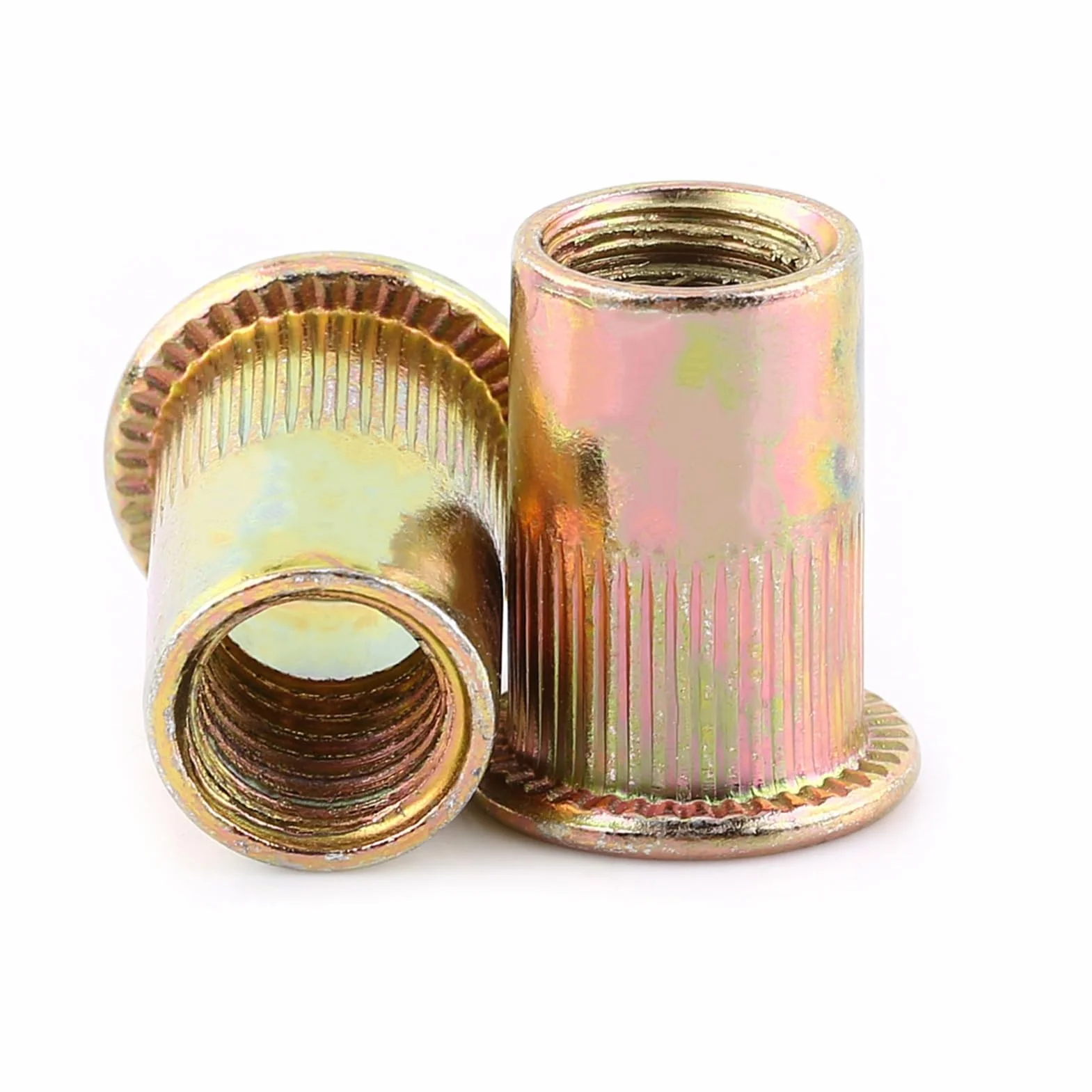 100/20 Stücke M3-M12 Kohlenstoffstahl Flache Gewinde Nietmutter Flansch Rivnut Nutsert Verschluss(M6/100pcs)