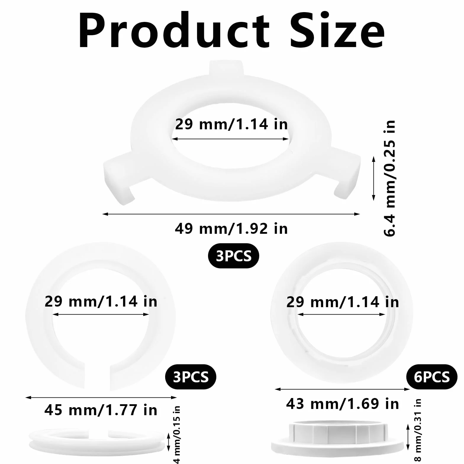 Pierścień redukujący klosz E14 / pierścień śrubowy klosza 29 mm + 6 sztuk pierścieni redukcyjnych E14 do E27 do lamp stołowych, lamp sufitowych (12 sztuk)