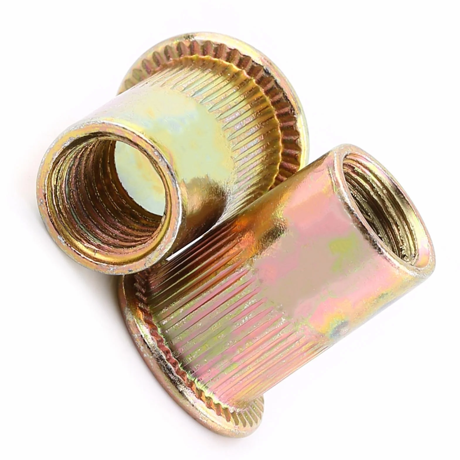 100/20 Stücke M3-M12 Kohlenstoffstahl Flache Gewinde Nietmutter Flansch Rivnut Nutsert Verschluss(M6/100pcs)