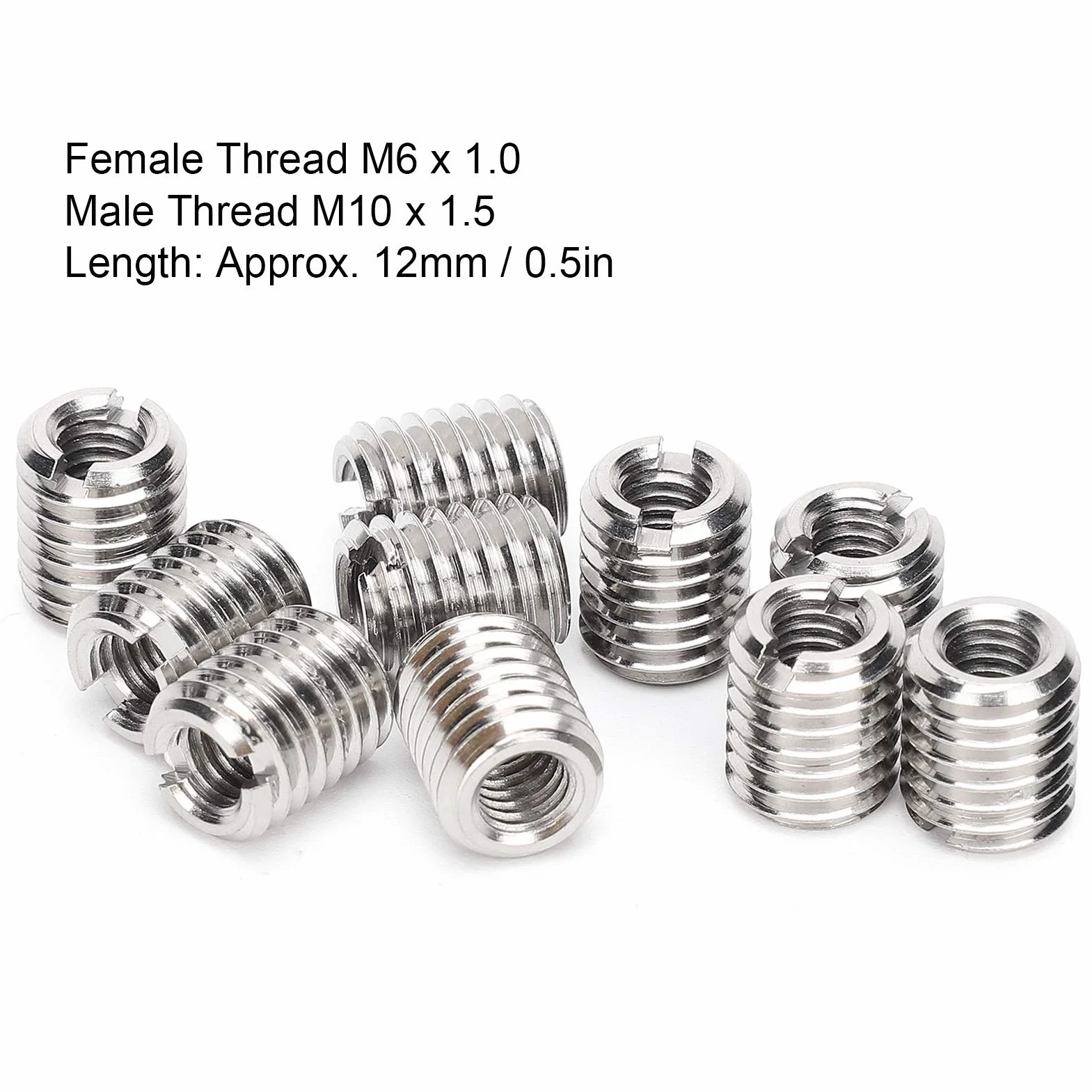 10pcs Wstaw nakrętkę, Narzędzie do Naprawy Gwintu M6 i M10, Gniazdo Konwersji, Wykonane z 303 Stali Nierdzewnej, Standardowa Specyfikacja, Odpowiednia dla Różnych Pól