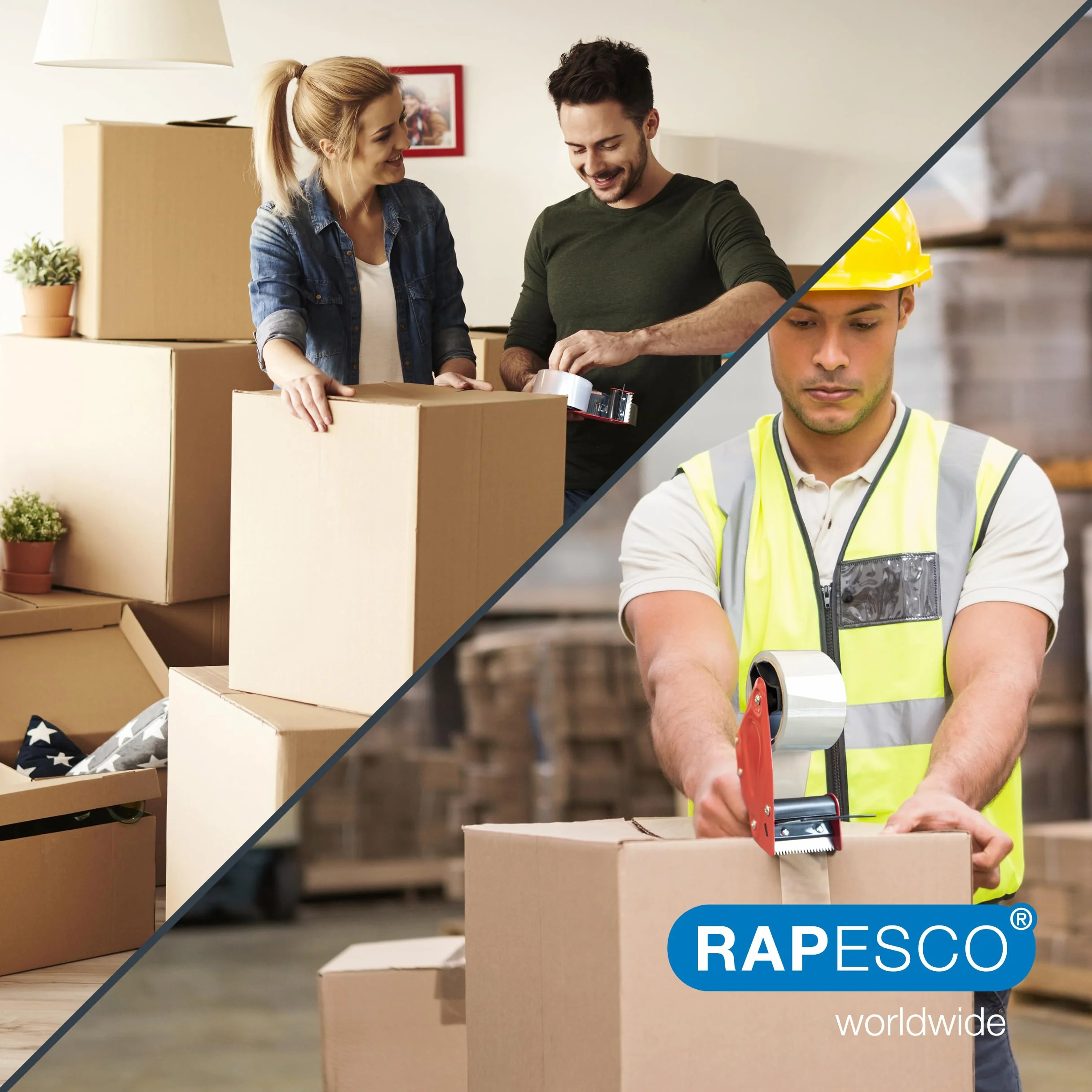Rapesco 1697 Mocna Taśma Pakowa Klejąca 50 mm x 60 m, Przezroczysta, 2 Sztuki