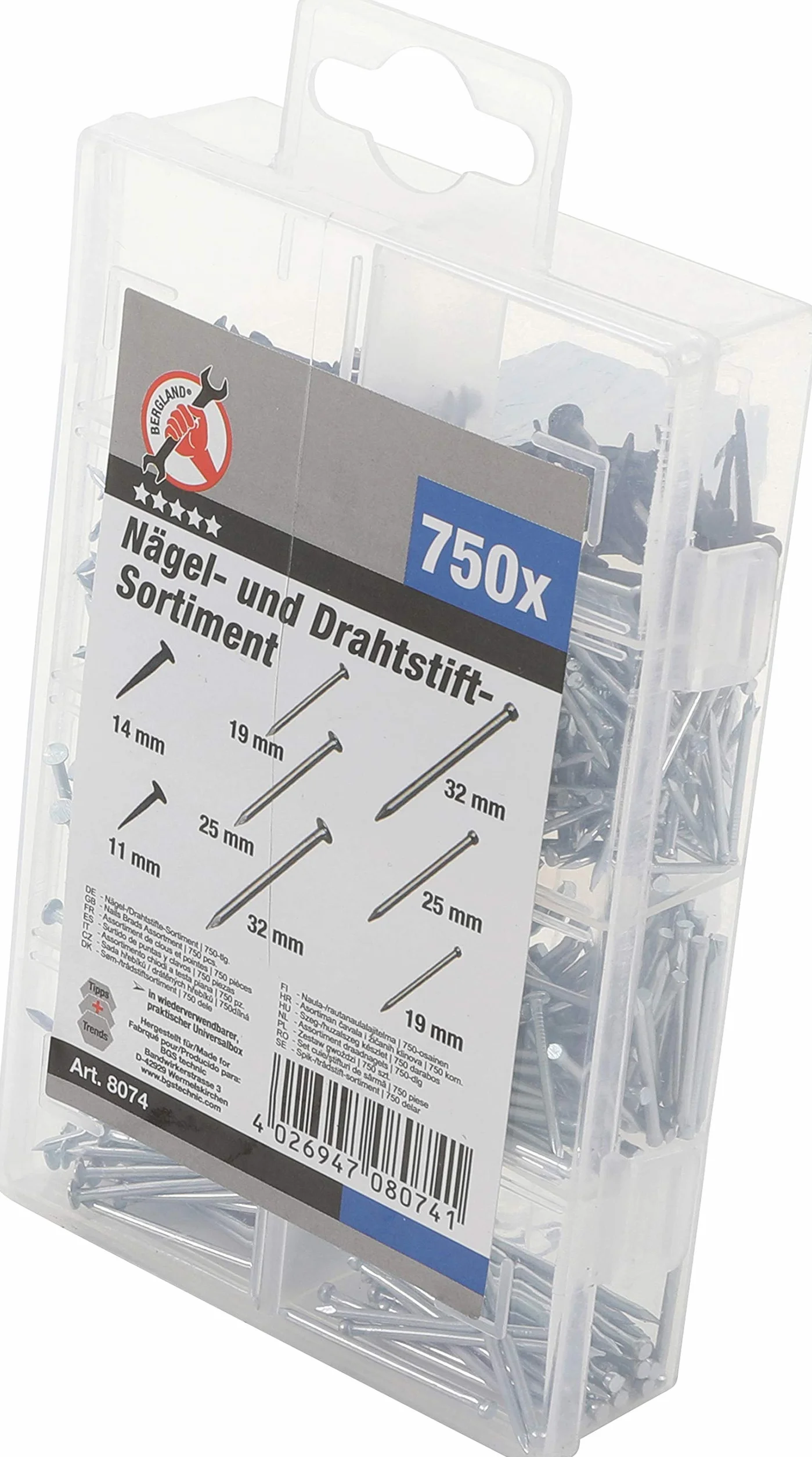 BGS Diy 8074 Zestaw gwoździ 750 szt.
