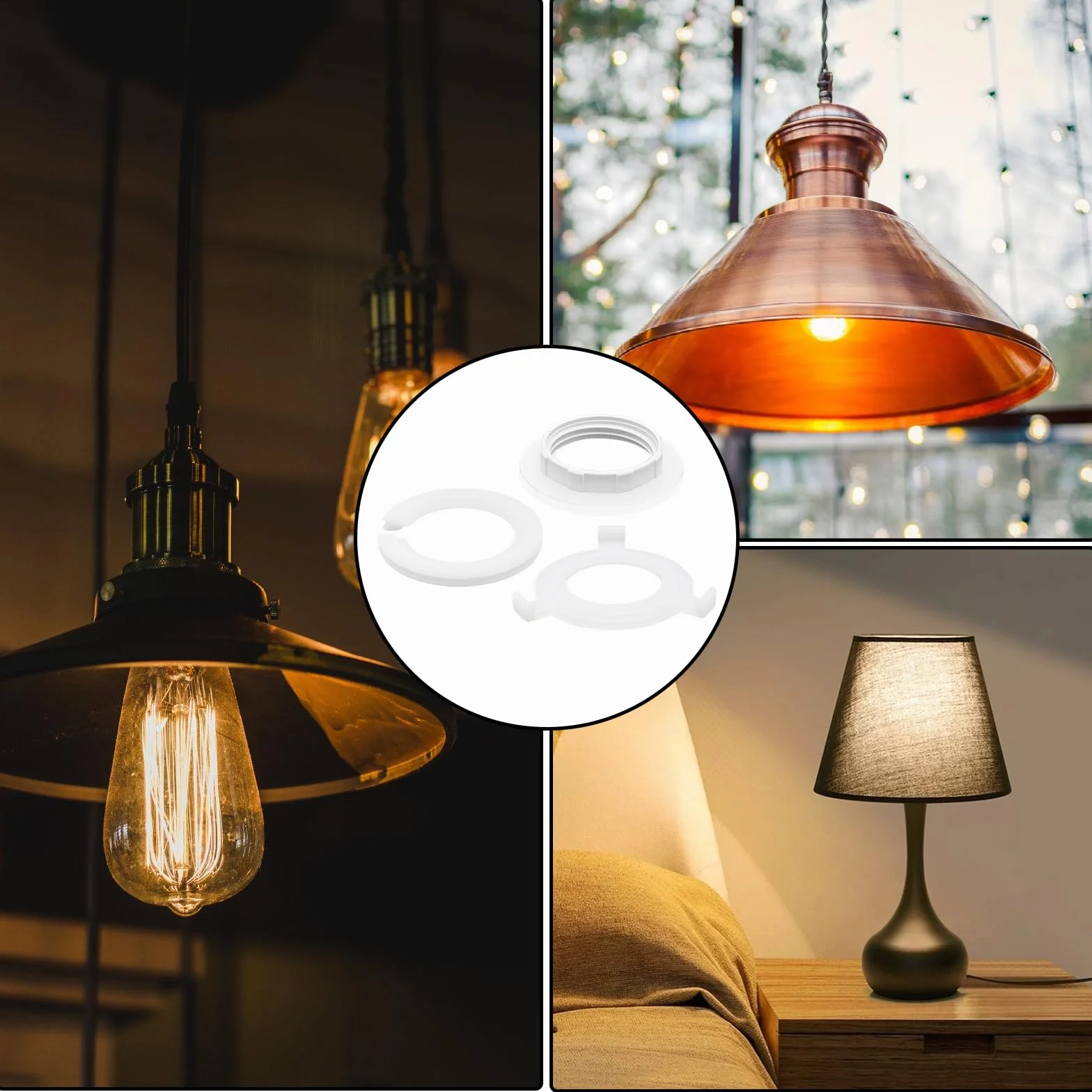 Pierścień redukujący klosz E14 / pierścień śrubowy klosza 29 mm + 6 sztuk pierścieni redukcyjnych E14 do E27 do lamp stołowych, lamp sufitowych (12 sztuk)