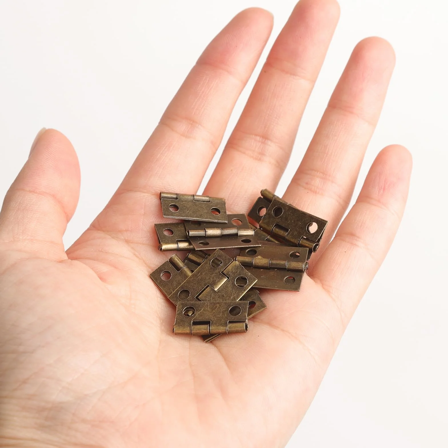 RooseaMini zawiasy z brązu 60 szt. do drewna 15 x 18 mm, małe zawiasy do pudełek z 240 śrubami
