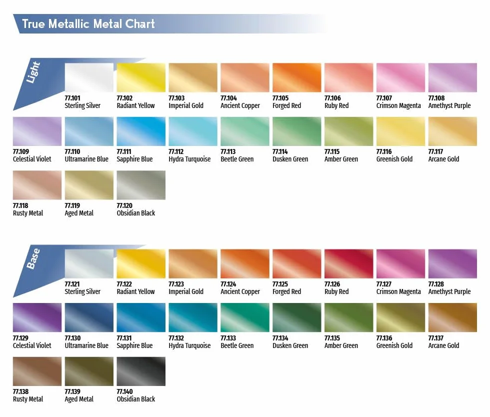 Vallejo True Metallic Paint 176, zielonkawe złoto, formuła aerografu, jednorodne wykończenie, wysoka intensywność kolorów, nie wymaga przerzedzania, 18 ml