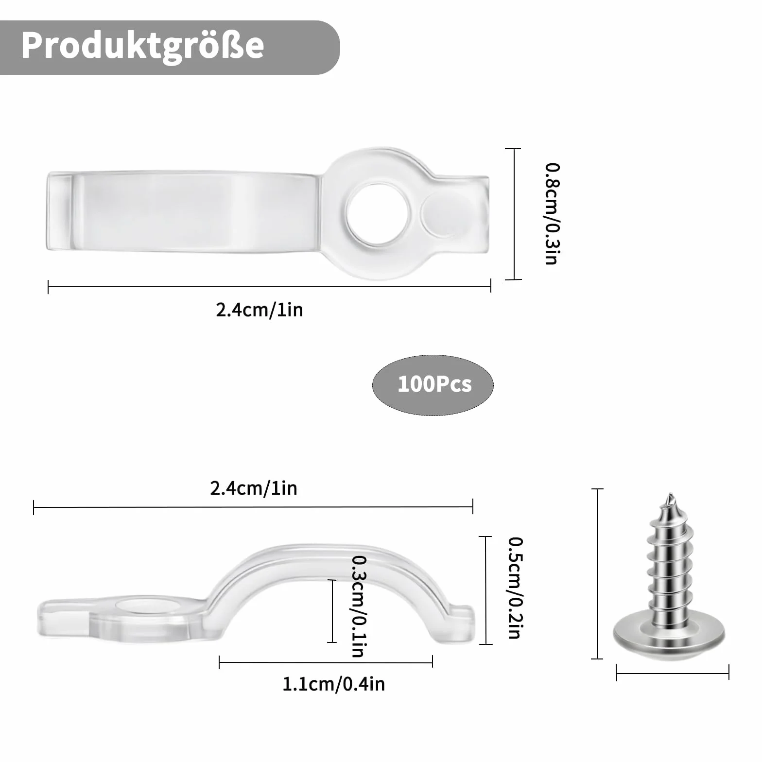 100 sztuk uchwytów montażowych 10 mm do przezroczystych taśm LED, w zestawie klipsy mocujące, klipsy do taśm LED