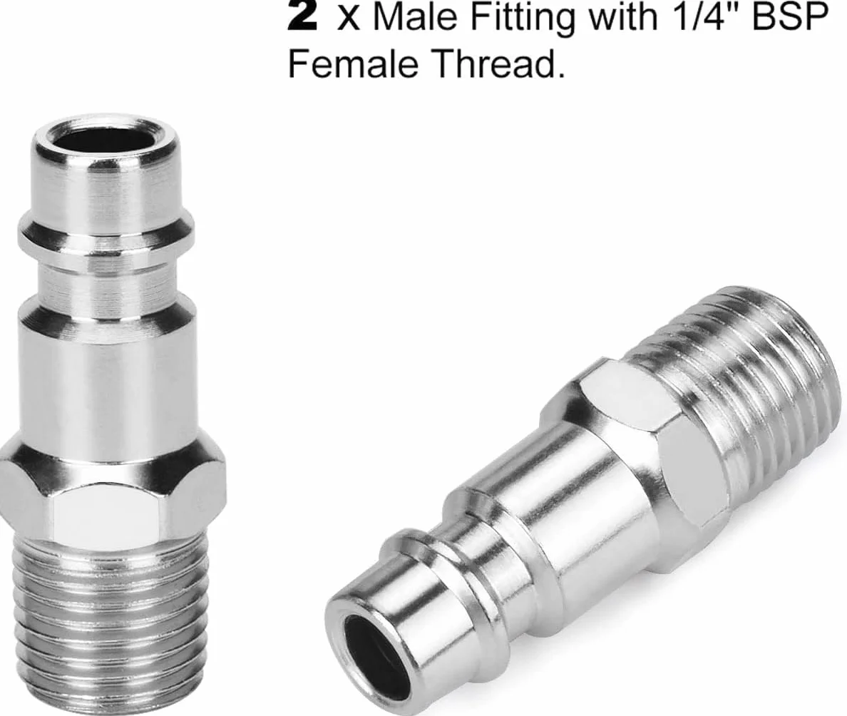 Pack of 10 Euro Compressed Air Coupling 1/4 Inch BSP Quick Coupling for Hoses Coupling Plug Air Line Hose Compressor Fitting Couplings Air Hose Connector Plug Connectors