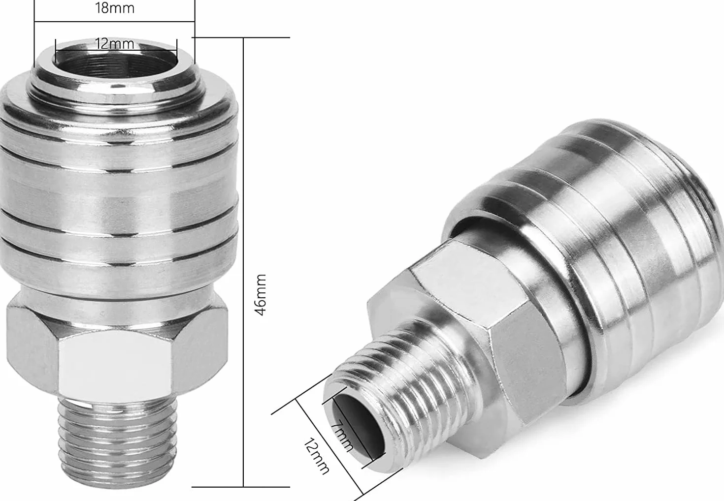 Pack of 10 Euro Compressed Air Coupling 1/4 Inch BSP Quick Coupling for Hoses Coupling Plug Air Line Hose Compressor Fitting Couplings Air Hose Connector Plug Connectors