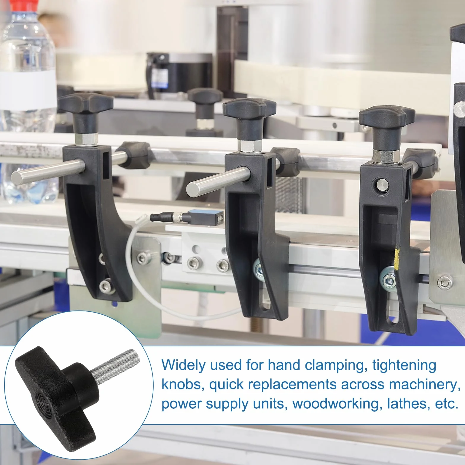 PATIKIL Śruba motylkowa T z uchwytem M6 x 20 mm, 6 sztuk śrub mechanicznych ze stali węglowej do usuwania ręcznej wymiany dokręcania gałki blokujące zasilanie, czarny