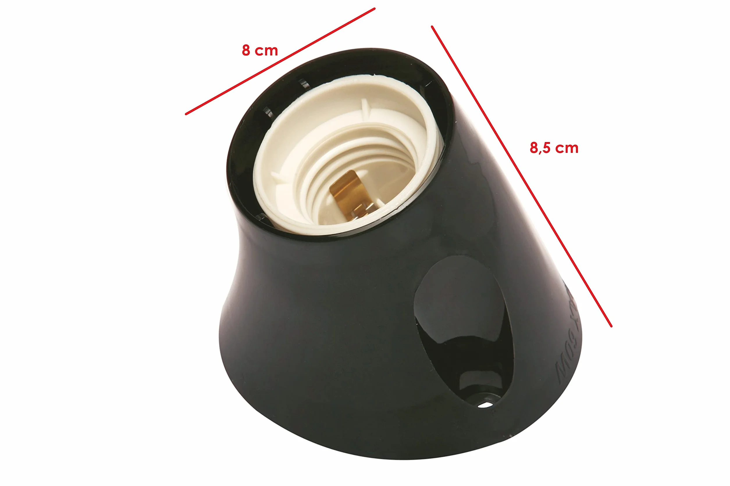 POLY POOL - PP0485.2X oprawa lampy ściennej E27 - uchwyt lampy z ukośnym cokołem - oprawka lampy E27 z zaciskami sprężynowymi i mosiężnymi stykami - oprawa lampy z tworzywa sztucznego Made in Italy