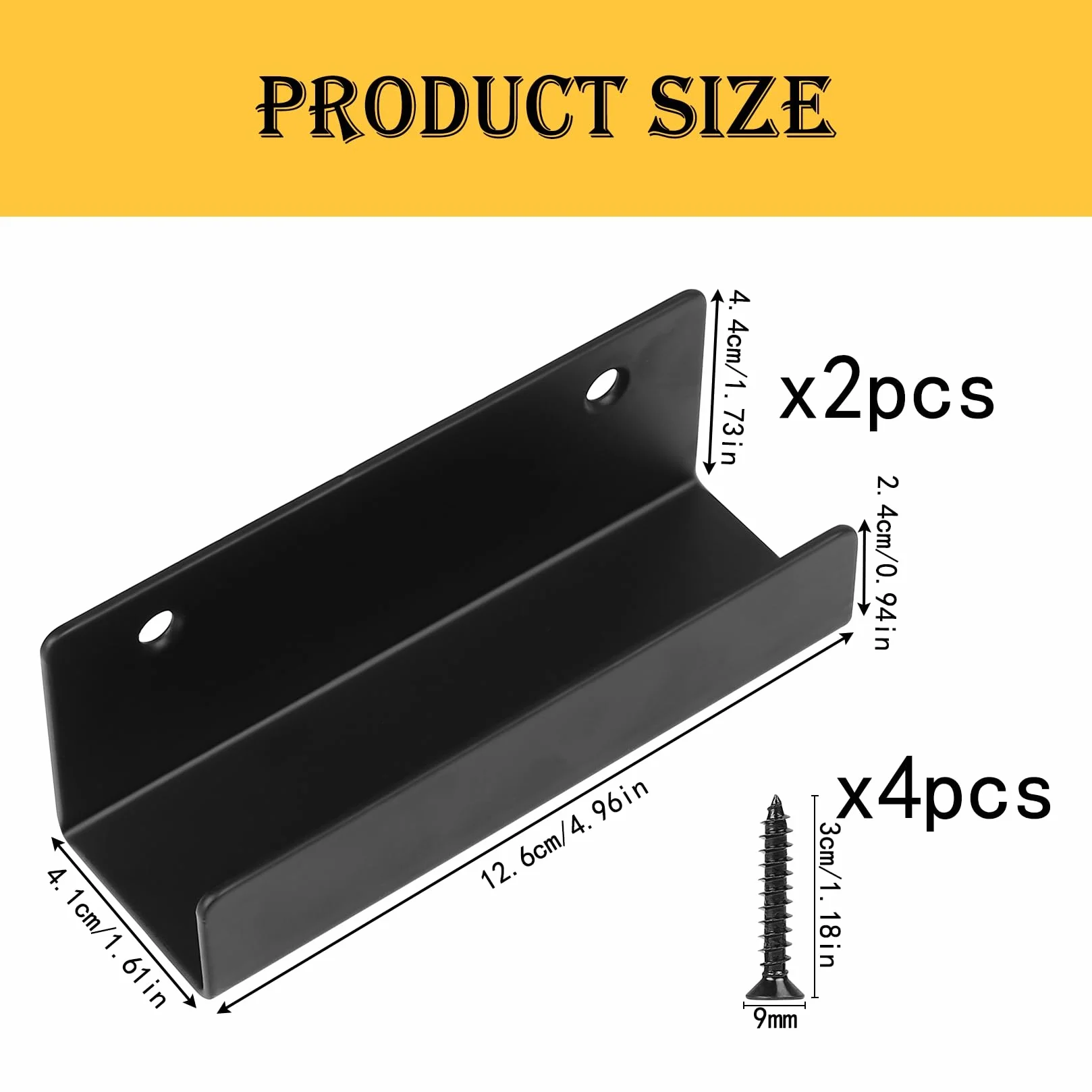 2 konsole typu U, wieszaki ścienna, 125mm konsole do płytek ceramicznych, metalowe uchwyty na narzędzia dla kuchni, łazienki, garażu