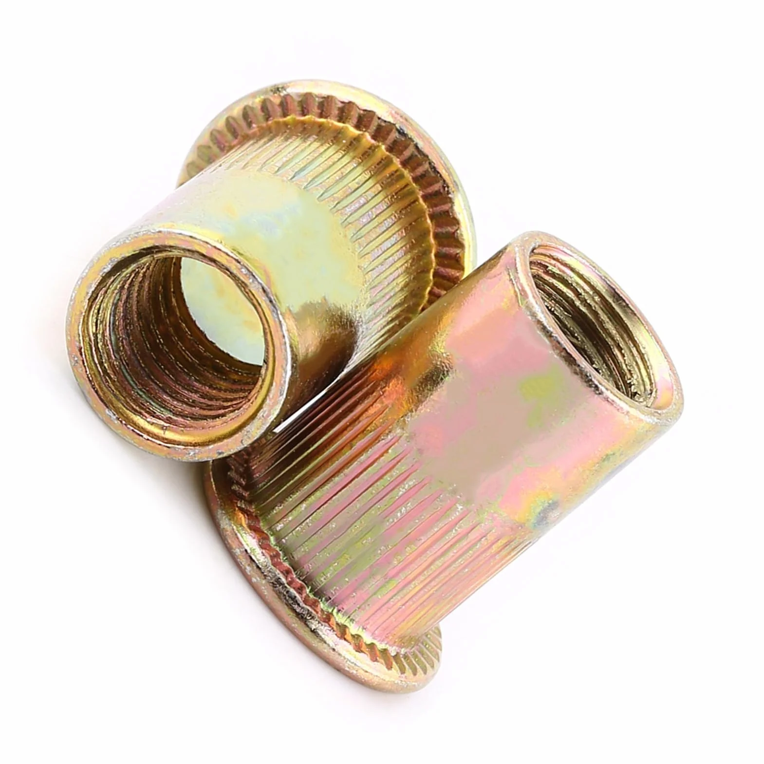 100/20 Stücke M3-M12 Kohlenstoffstahl Flache Gewinde Nietmutter Flansch Rivnut Nutsert Verschluss(M6/100pcs)