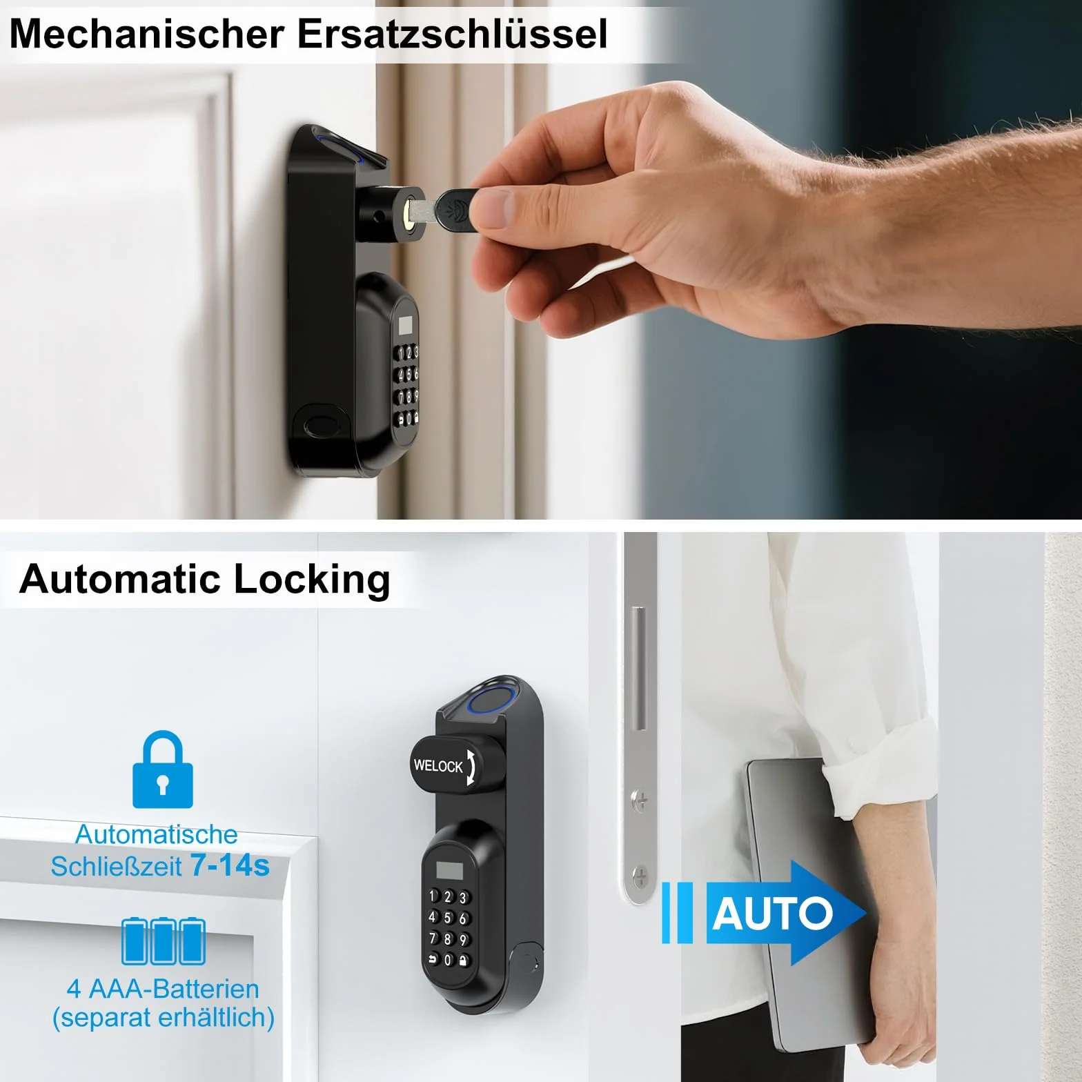 WELOCK U81 Inteligentny zamek do drzwi Ultra z odciskiem palca, hasłem, Wi-Fi, aplikacją i kartą RFID, część zamienne, klucz mechaniczny, elektroniczny zamek do drzwi wejściowych, regulowany dla 50