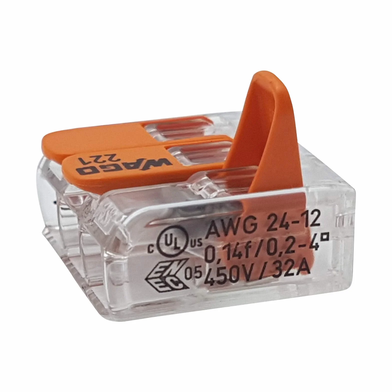 10 sztuk Wago 221-413 Listwy zaciskowe, 3-przewodowe z dźwignią obsługową 0,2-4 mm², małe wykonanie, przezroczyste