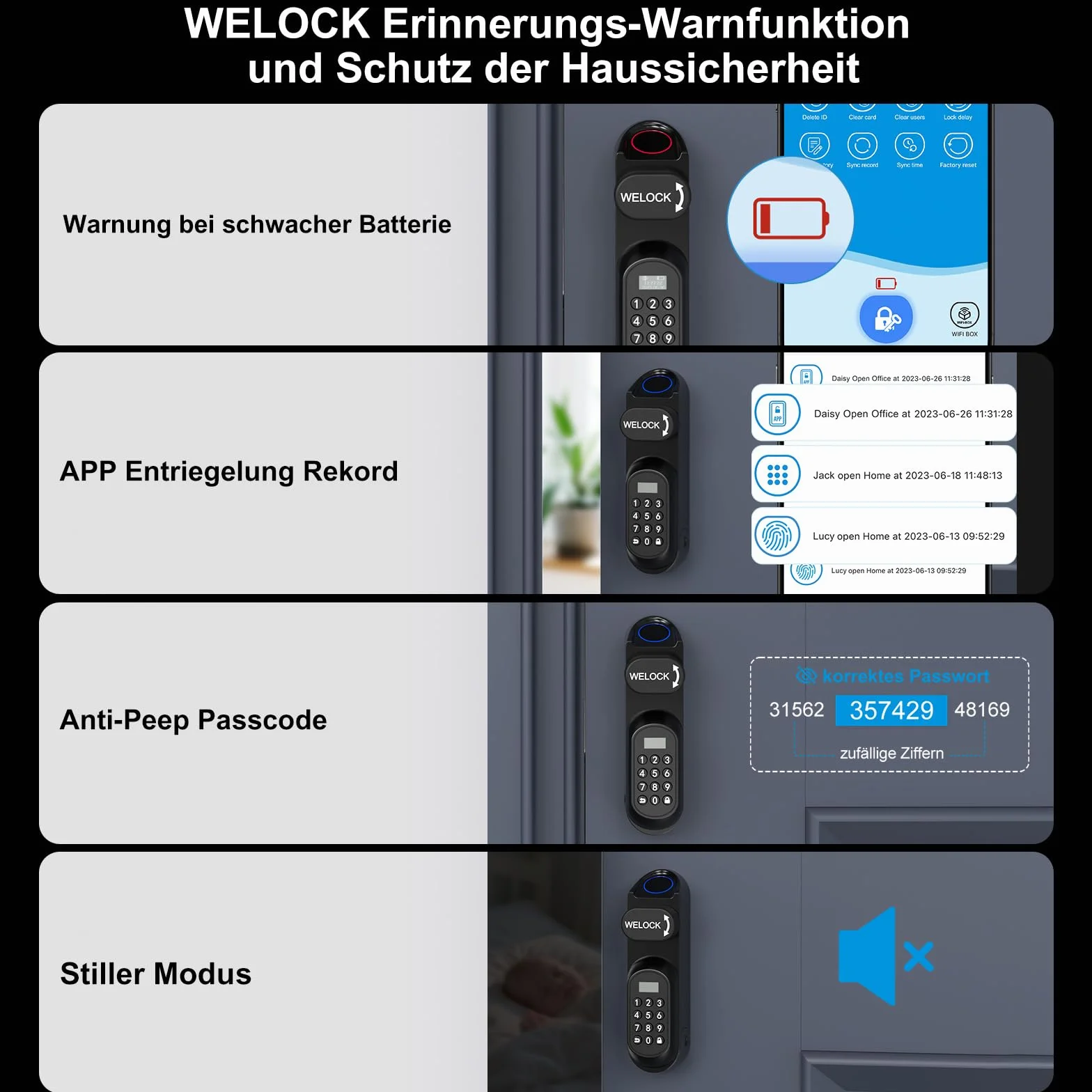 WELOCK U81 Inteligentny zamek do drzwi Ultra z odciskiem palca, hasłem, Wi-Fi, aplikacją i kartą RFID, część zamienne, klucz mechaniczny, elektroniczny zamek do drzwi wejściowych, regulowany dla 50