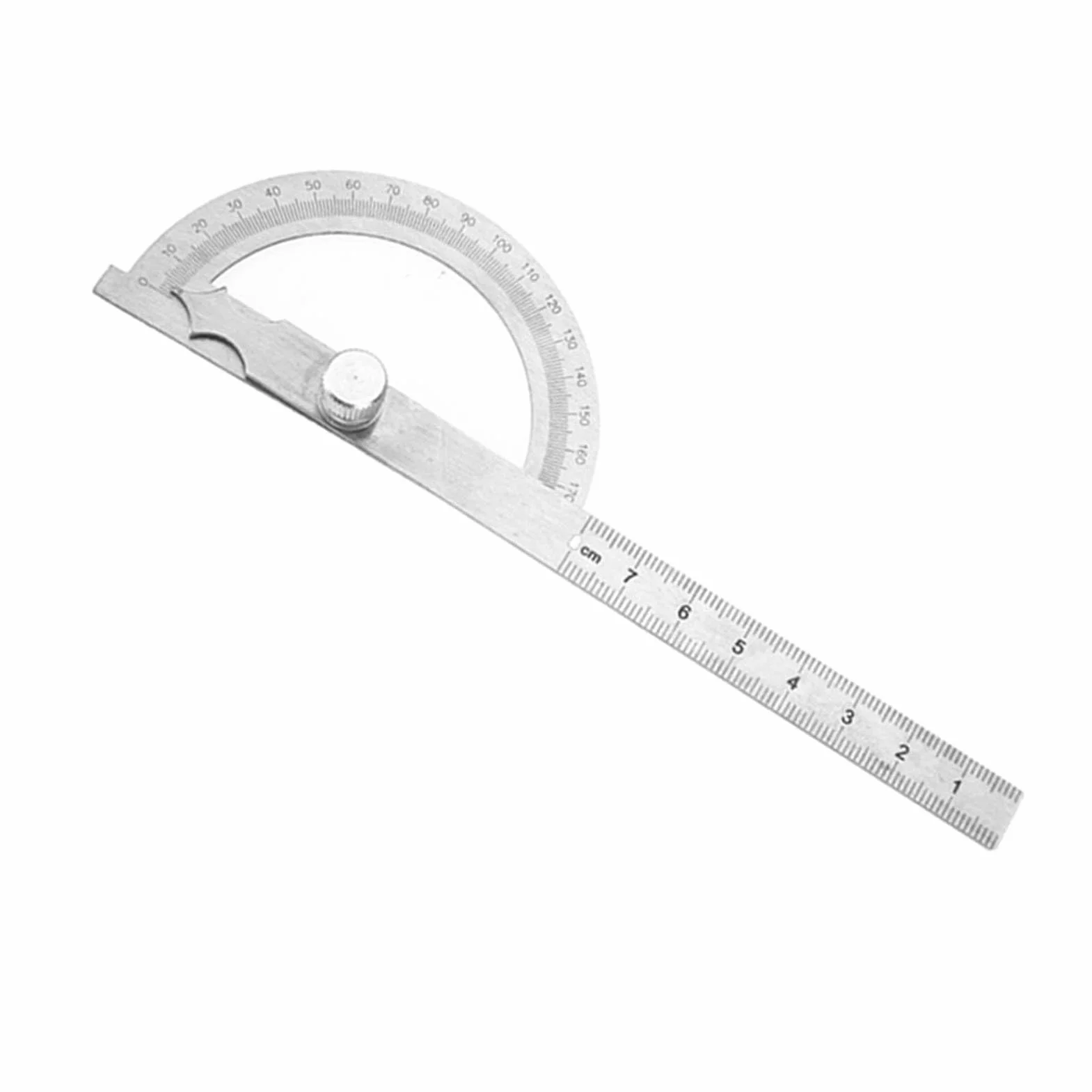 Kątomierz Goniometr Stal Nierdzewna 180 Stopni Regulowany z Linijką 15 cm Pomiarowy 80x120mm Narzędzie Precyzyjnego Mierzenia Kątów