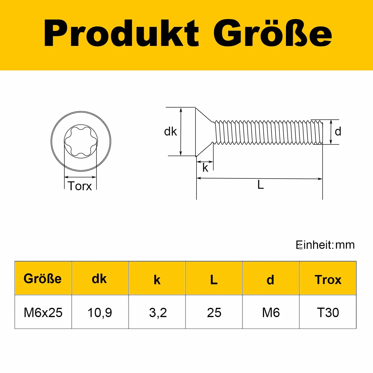 20 sztuk śrub M6 x 25 mm, śruby z łbem wpuszczanym ze stali nierdzewnej A2 V2A, śruby torx, śruby maszynowe, śruby ze stali nierdzewnej z kluczem Torx, do wyposażenia maszyn i napraw mebli
