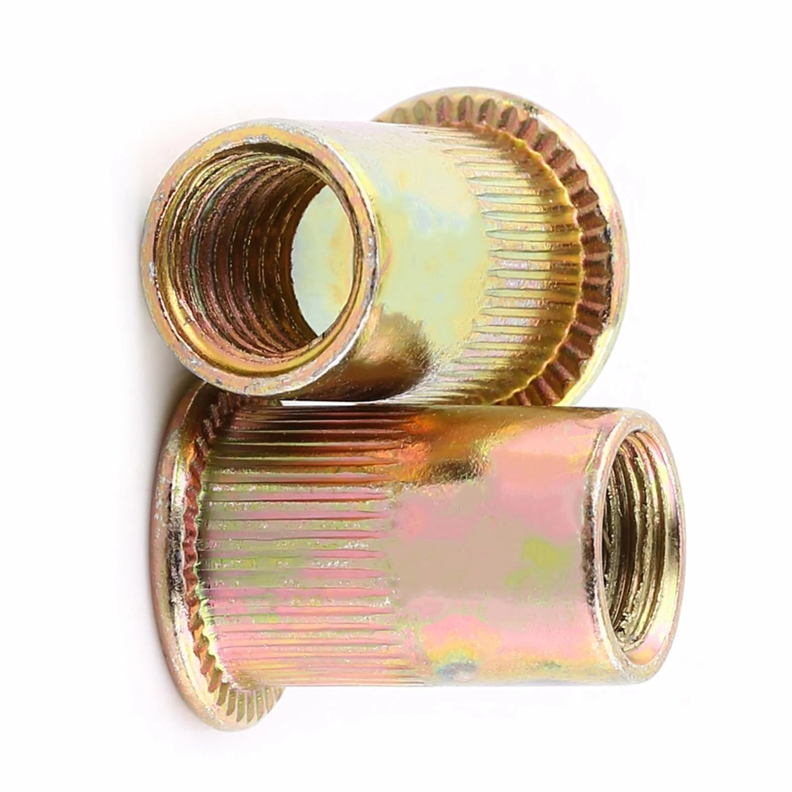 100/20 Stücke M3-M12 Kohlenstoffstahl Flache Gewinde Nietmutter Flansch Rivnut Nutsert Verschluss(M6/100pcs)