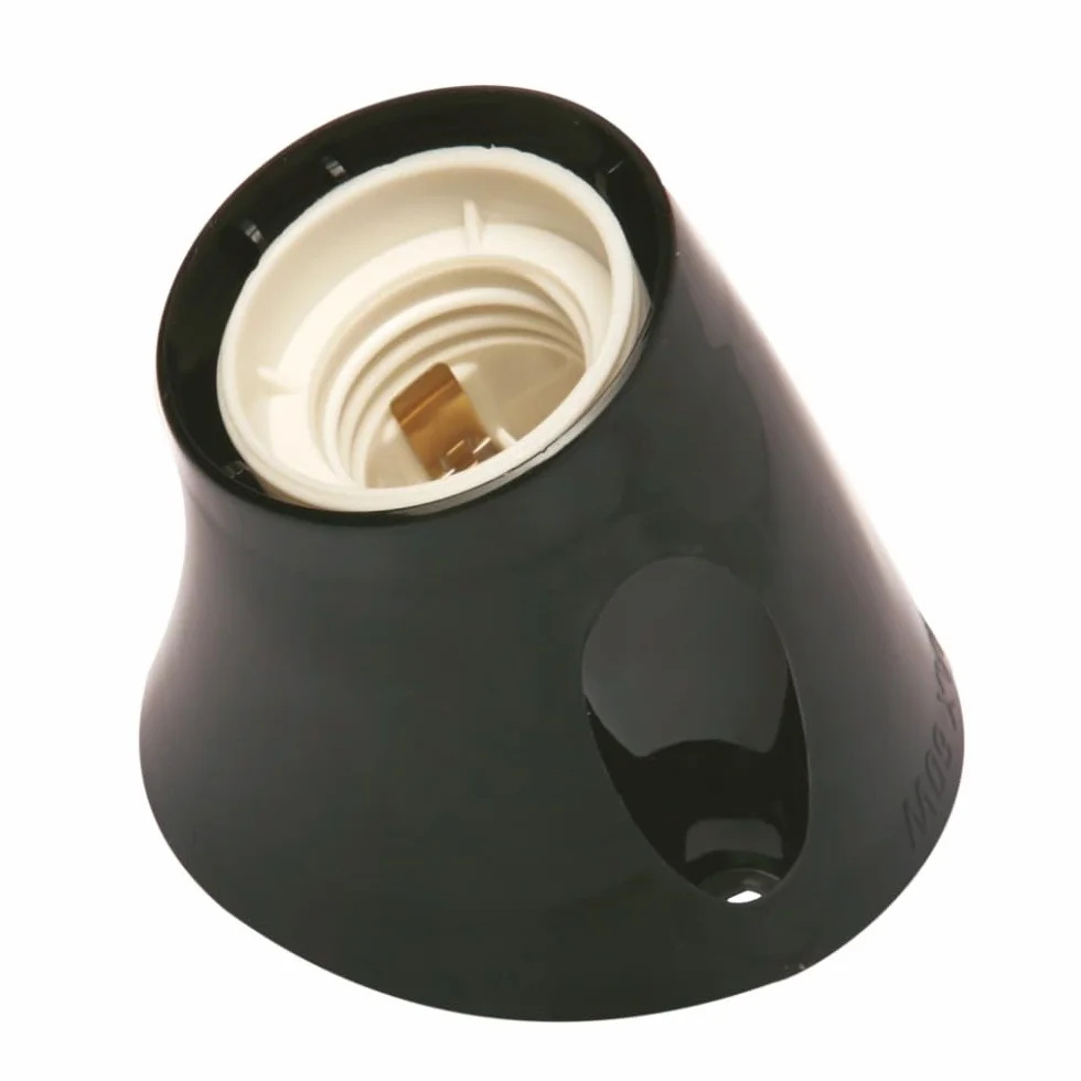 POLY POOL - PP0485.2X oprawa lampy ściennej E27 - uchwyt lampy z ukośnym cokołem - oprawka lampy E27 z zaciskami sprężynowymi i mosiężnymi stykami - oprawa lampy z tworzywa sztucznego Made in Italy