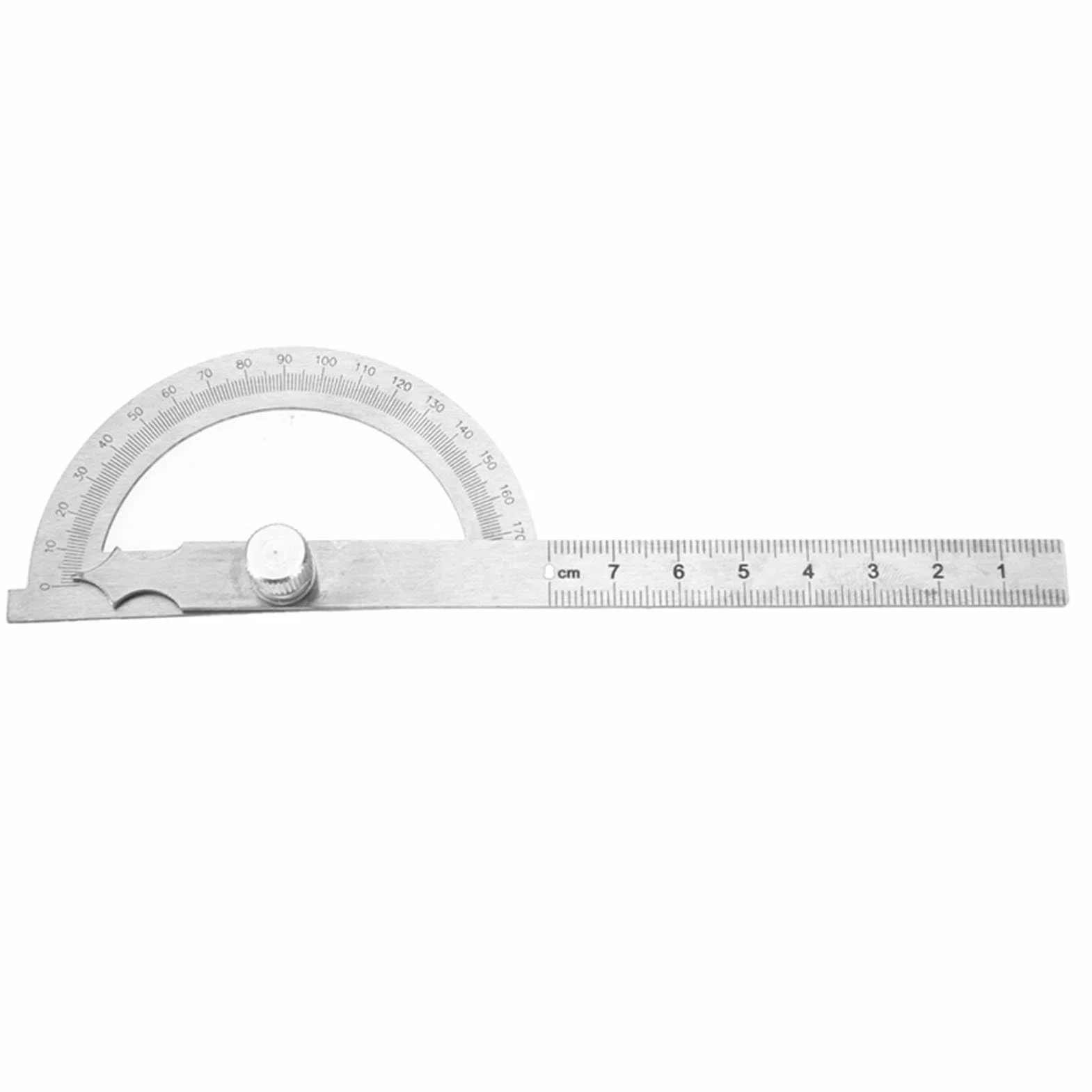 Kątomierz Goniometr Stal Nierdzewna 180 Stopni Regulowany z Linijką 15 cm Pomiarowy 80x120mm Narzędzie Precyzyjnego Mierzenia Kątów