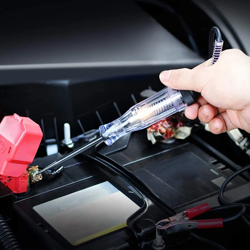 Tester obwodu przewodów elektrycznych, MAGT Auto 6 V 12 V 24 V DC samochód ciężarowy tester obwodu napięcia samochodu test woltmeta długa sonda długopis żarówka