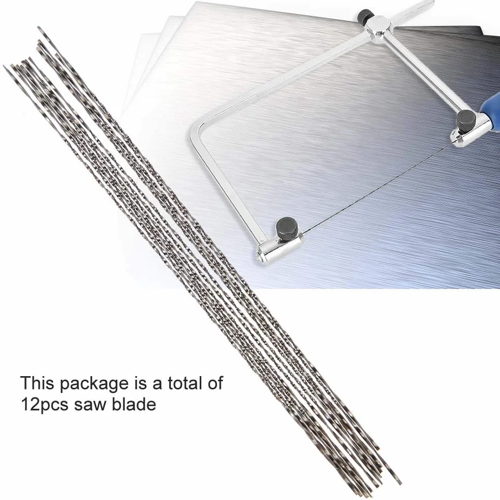 Coping Saw Metal, 12 Sztuk Scroll Saw Blades, Brzeszczoty z Drutu ze Stali Węglowej, Coping Piły do ​​metalu Drewno Plastik do Obróbki Drewna(3#)