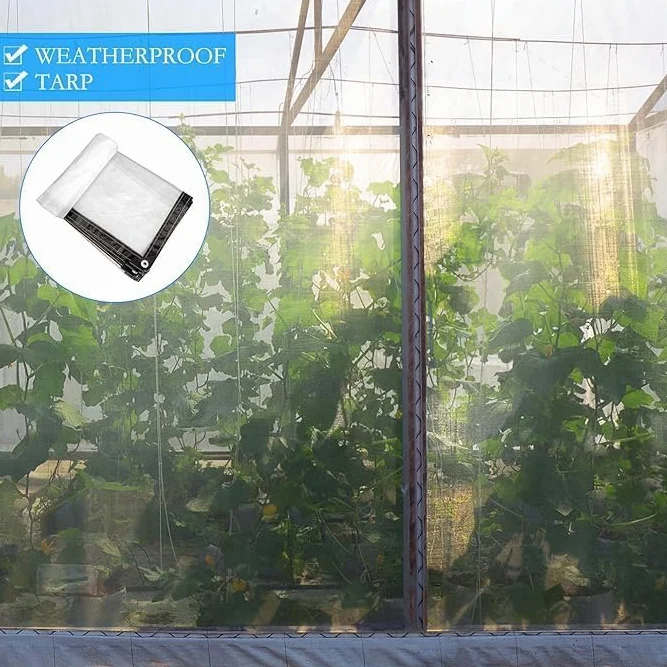 Plandeka z oczkami, 1,5 x 2 m, wodoszczelna, odporna na warunki atmosferyczne, wytrzymała, składana, uniwersalna plandeka na meble ogrodowe, rośliny, do szklarni