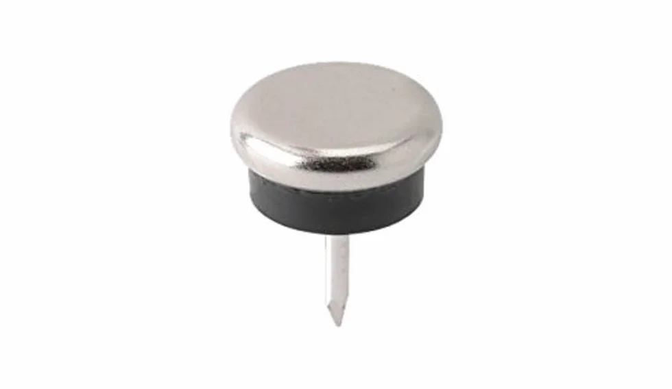 Metafranc Ślizgacze meblowe Ø 20 mm - metal - z gwoździem i odbojnikiem - 8 sztuk - do łatwego przesuwania mebli/zestaw ślizgaczy do mebli do wrażliwych podłóg/ślizgacze na krzesła/podkładki
